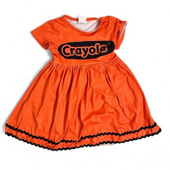 EUC Toddler Girls Short Sleeve Twirl Crayola Orange Dress - Size 2T - Picture 1 of 8